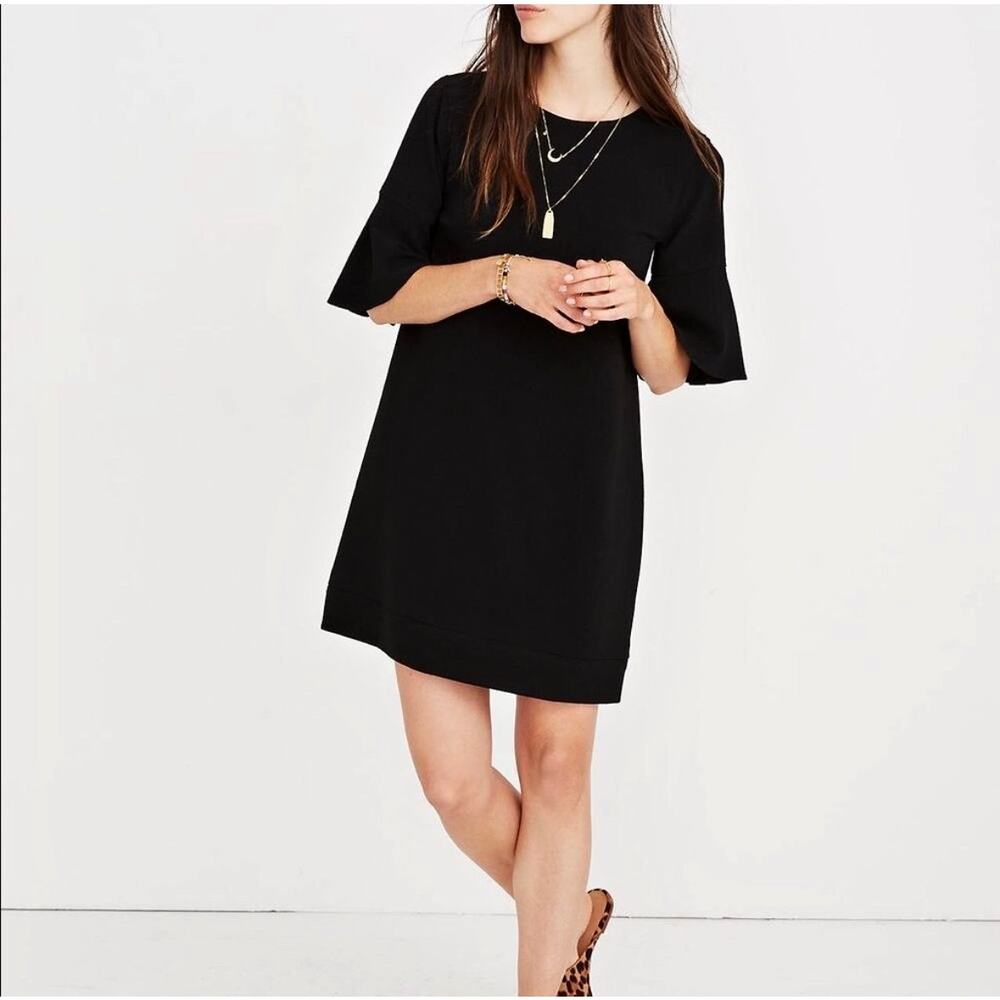 Madewell Black Flutter-Sleeve Mini Dress Size XXS